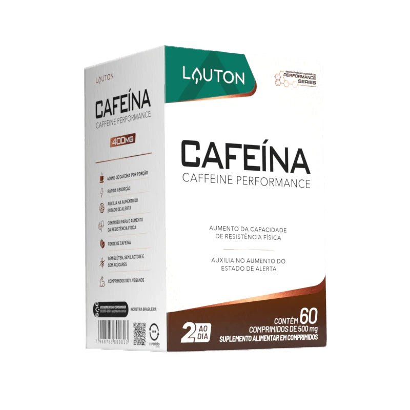 Cafeína Lauton 400mg – Energia, Foco, Alerta Mental e Desempenho Físico | Performance Series | 60 Comprimidos -