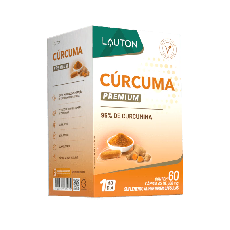 Cúrcuma Premium 500mg – Alta Concentração de Curcumina Ativa | 60 Cápsulas | Antioxidante e Anti-inflamatório Natural | Lauton Nutrition