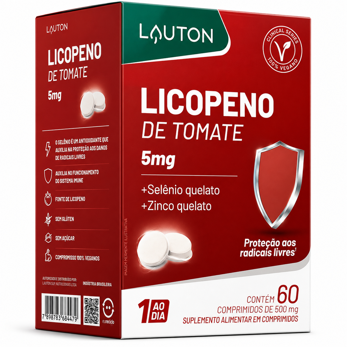 Licopeno 5mg | Proteção Antioxidante, Imunidade e Bem-Estar | Lauton Nutrition 60 Comprimidos