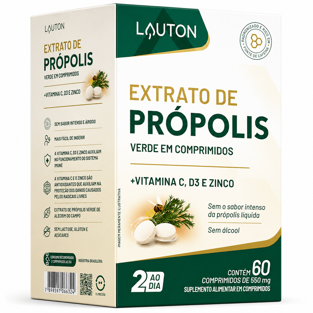 Própolis Verde em Comprimidos | Imunidade, Antioxidante e Bem-Estar | Lauton Nutrition 60 Comprimidos