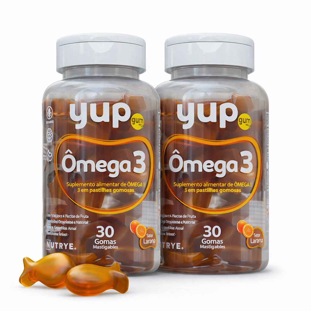 Gummy Ômega 3 Vegetal (ALA) – YUP (Nutrye) | Óleo de Linhaça | Sabor Laranja | Compre o tratamento para 2 ou 3 meses e tenha desconto progressivo.