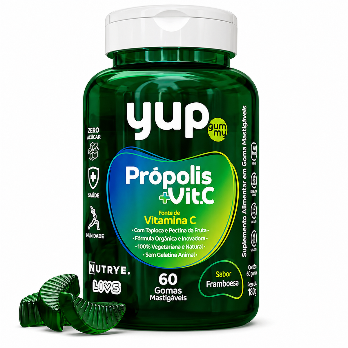 Gummy Própolis + Vitamina C | Sabor Framboesa | 60 Unidades | Compre o tratamento para 2 ou 3 meses e tenha desconto progressivo.