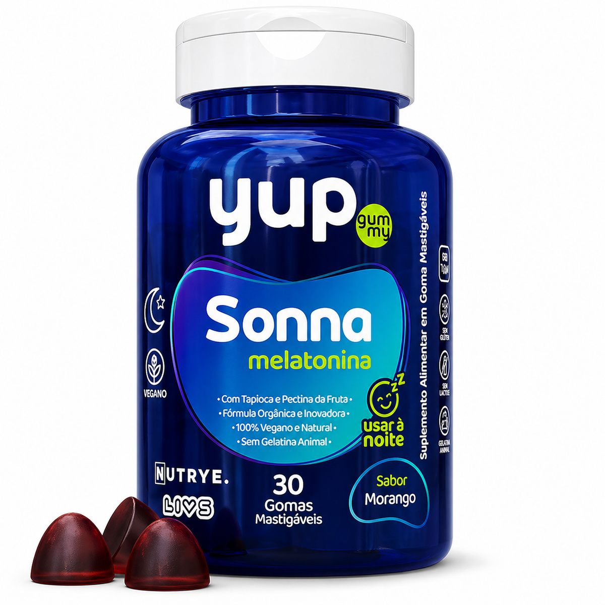 Gummy Sonna Melatonina | Usar à Noite | Sabor Morango | 30 Unidades | Compre o tratamento para 2 ou 3 meses e tenha desconto progressivo.