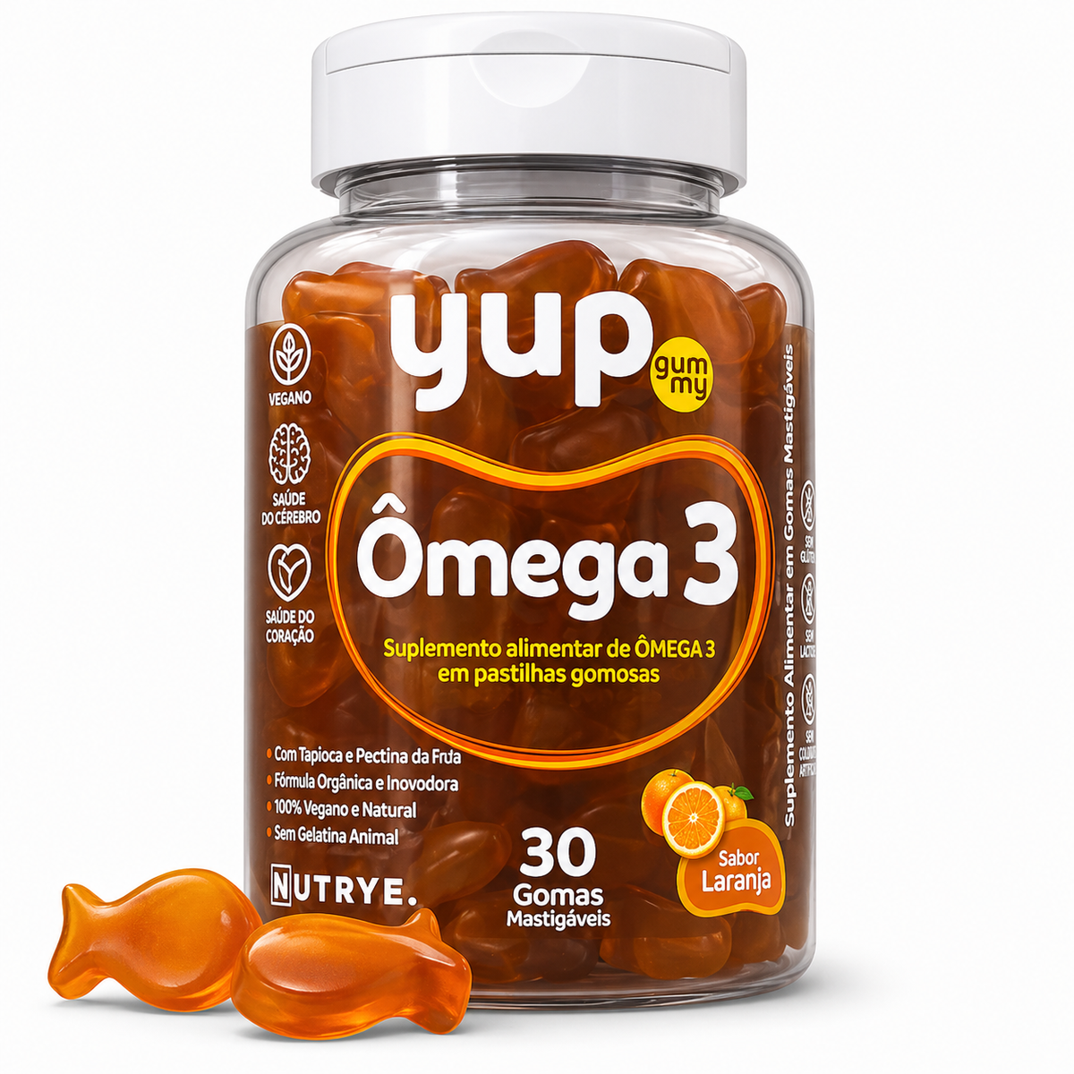 Gummy Ômega 3 Vegetal (ALA) (Nutrye) | Óleo de Linhaça | Sabor Laranja.