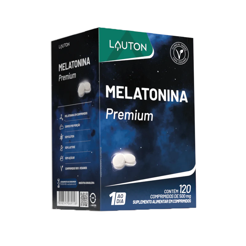 Melatonina Premium 500mg – Sono Profundo, Relaxamento e Bem-Estar | 120 Comprimidos | Lauton Nutrition