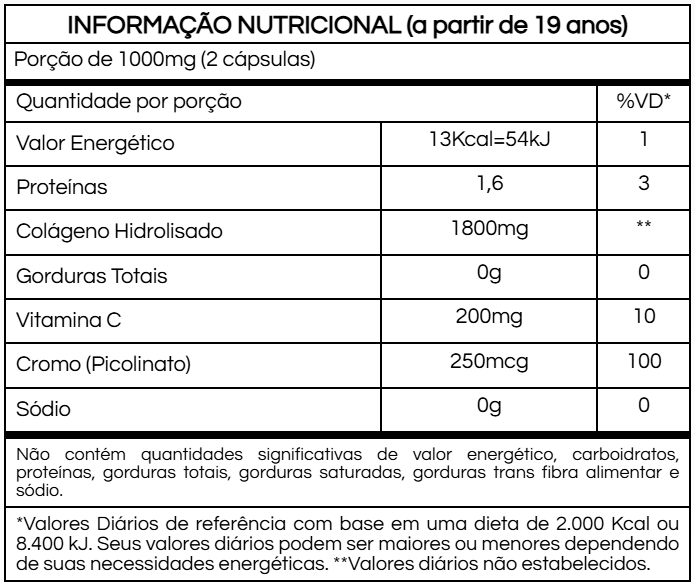 Colágeno Hidrolisado + Vitamina C + Picolinato de Cromo . 60 comprimidos
