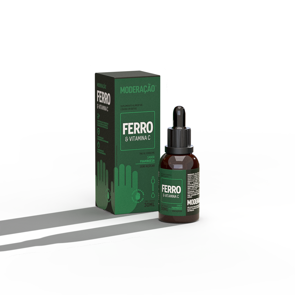 Ferro & Vitamina C Líquido – Energia, Imunidade e Alta Absorção | Moderação | Ferro bisglicinato + vitamina C em gotas para mais tolerância, eficácia e praticidade no dia a dia