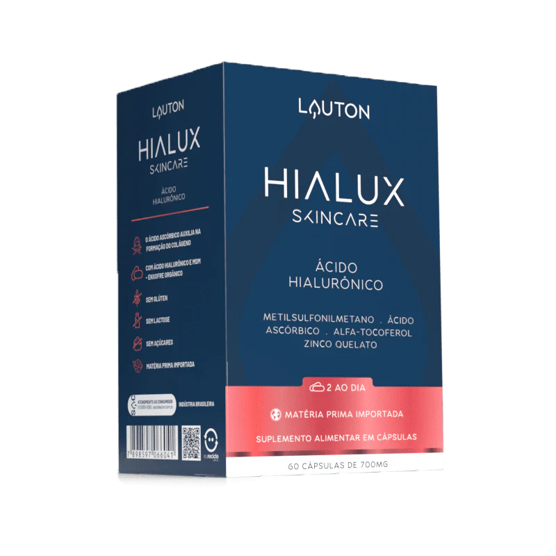 Hialux® Ácido Hialurônico – Hidratação da Pele, Elasticidade e Saúde das Articulações | 60 Cápsulas | Lauton Nutrition