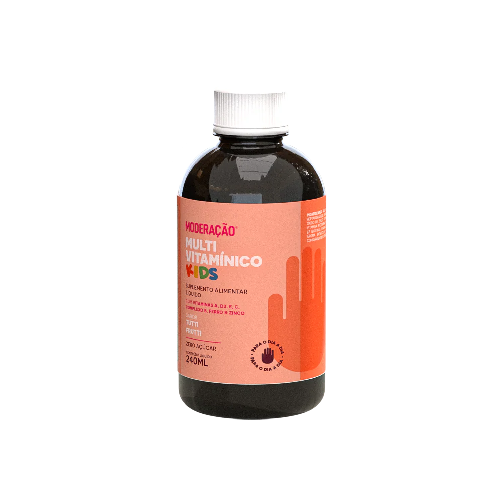 Multivitamínico Kids Líquido – Vitaminas A, C, D3, E e Complexo B + Ferro e Zinco | Sabor Tutti Frutti