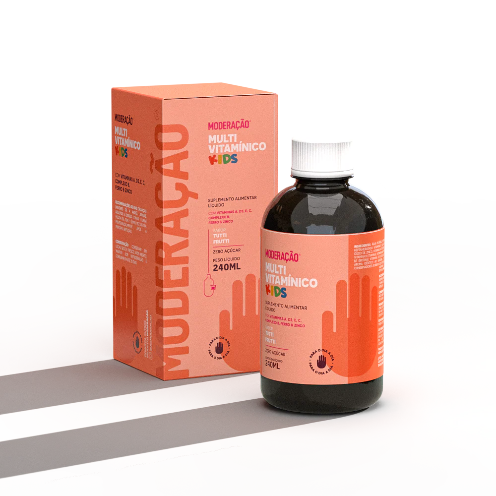 Multivitamínico Kids Líquido – Vitaminas A, C, D3, E e Complexo B + Ferro e Zinco | Sabor Tutti Frutti
