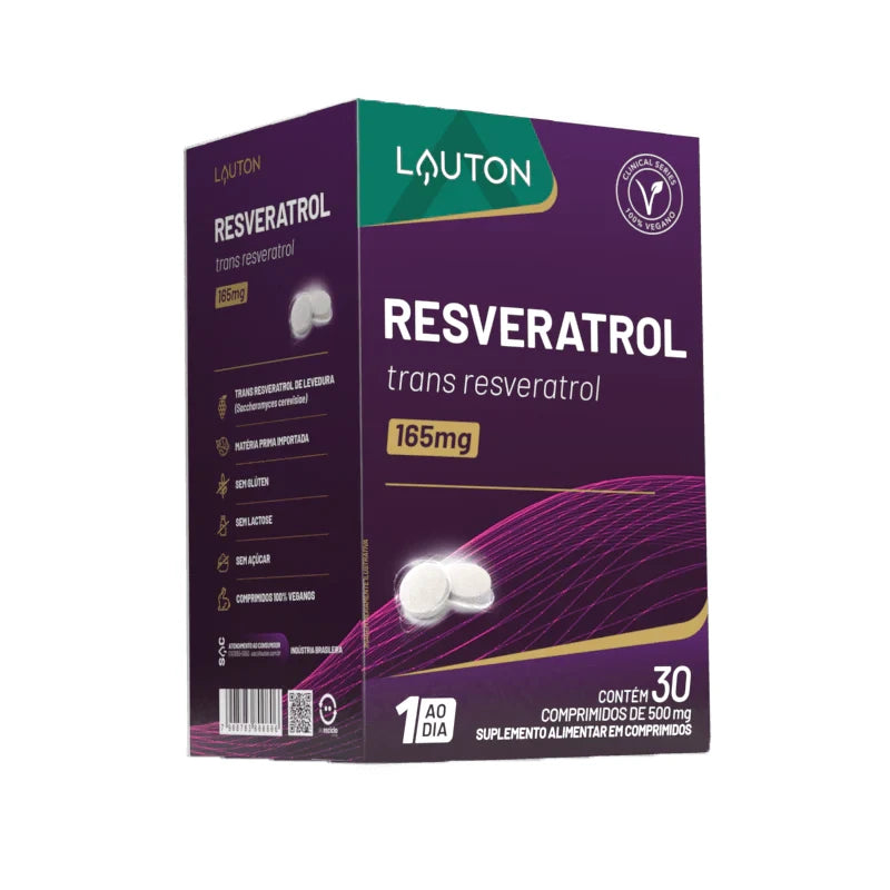 Resveratrol Lauton – Trans-Resveratrol 165mg | Antioxidante, Saúde Cardiovascular e Envelhecimento Saudável | 30 Comprimidos | Vegano