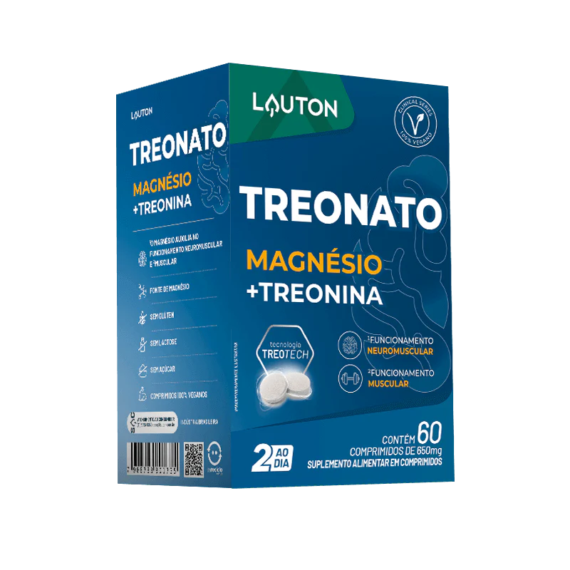 Treonato Magnésio + Treonina – Suporte Neuromuscular com Tecnologia TREOTECH | 60 Cápsulas | Lauton Nutrition