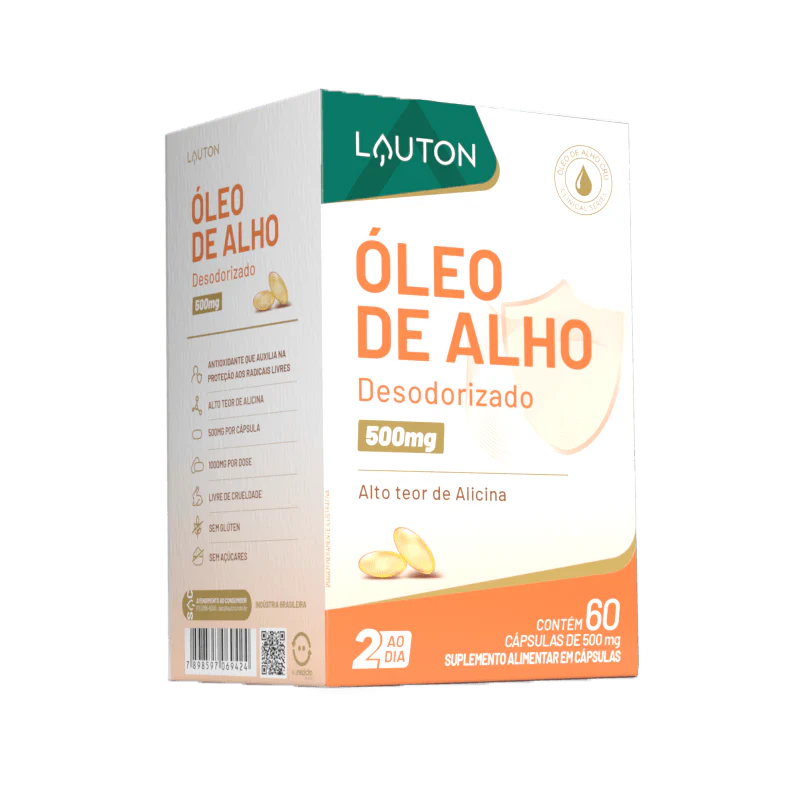 Óleo de Alho Cru 500mg Lauton – Imunidade, Saúde Respiratória e Ação Antioxidante | Clinical Series | 60 Cápsulas