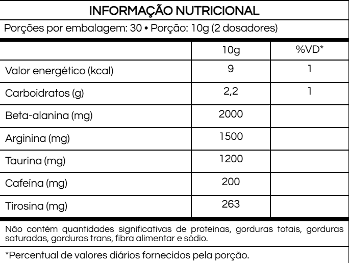 Pré-Treino com Cafeína | Energia, Foco, Intensidade e Resistência | Beta-Alanina + Arginina + Taurina