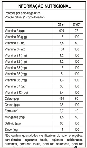 Multivitamínico Líquido Completo – Vitaminas A, C, D3, E, Complexo B + Minerais Essenciais | Alta Absorção