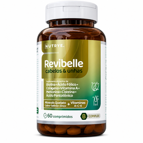 Revibelle Cabelos & Unhas | 60 Comprimidos com Biotina, Colágeno e Vitaminas A, C e E