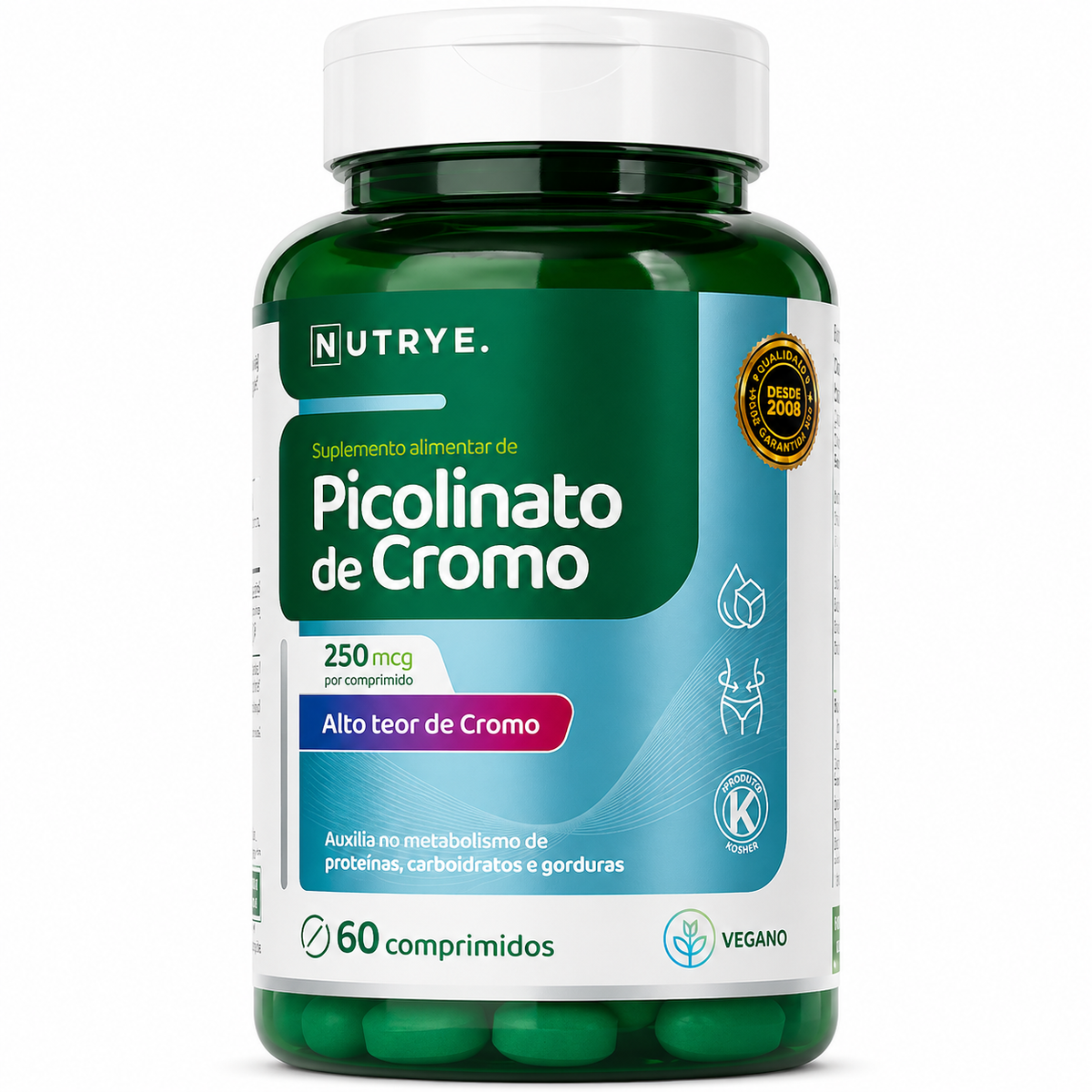 Picolinato de Cromo 250mcg | Auxilia no Metabolismo de Carboidratos, Proteínas e Gorduras