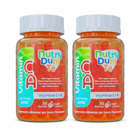 Gummy Kids Vitaminas C + A – NutryDuniTé | Sabor Laranja | 30 Unidades | Compre o tratamento para 2 ou 3 meses e tenha desconto progressivo.