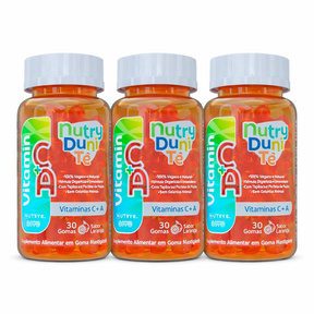 Gummy Kids Vitaminas C + A – NutryDuniTé | Sabor Laranja | 30 Unidades | Compre o tratamento para 2 ou 3 meses e tenha desconto progressivo.