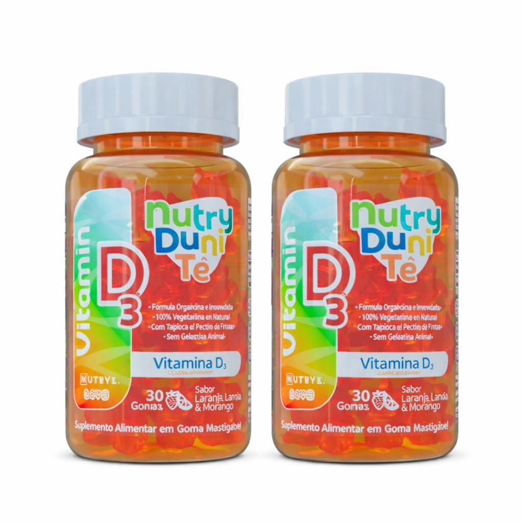 Gummy Kids Vitamina D3 (Colecalciferol) – NutryDuniTé | Sabor Laranja, Limão e Morango | 30 Unidades | Compre o tratamento para 2 ou 3 meses e tenha desconto progressivo.