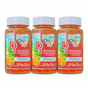 Gummy Kids Vitamina D3 (Colecalciferol) – NutryDuniTé | Sabor Laranja, Limão e Morango | 30 Unidades | Compre o tratamento para 2 ou 3 meses e tenha desconto progressivo.