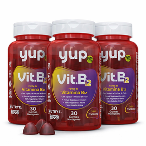 Gummy Vitamina B12 (Metilcobalamina) – YUP | Sabor Framboesa | 30 Unidades | Compre o tratamento para 2 ou 3 meses e tenha desconto progressivo.