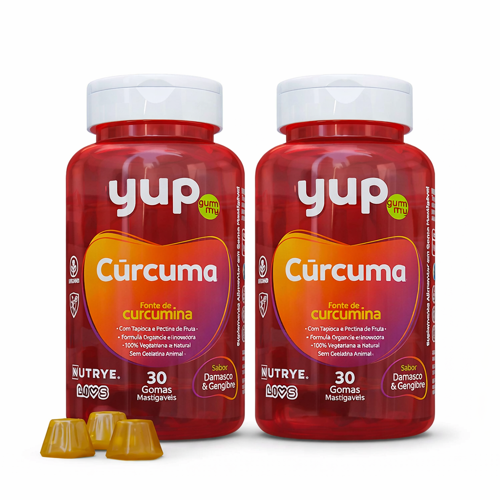Gummy Cúrcuma (Fonte de Curcumina) – YUP | Sabor Damasco & Gengibre | 30 Unidades | Compre o tratamento para 2 ou 3 meses e tenha desconto progressivo.