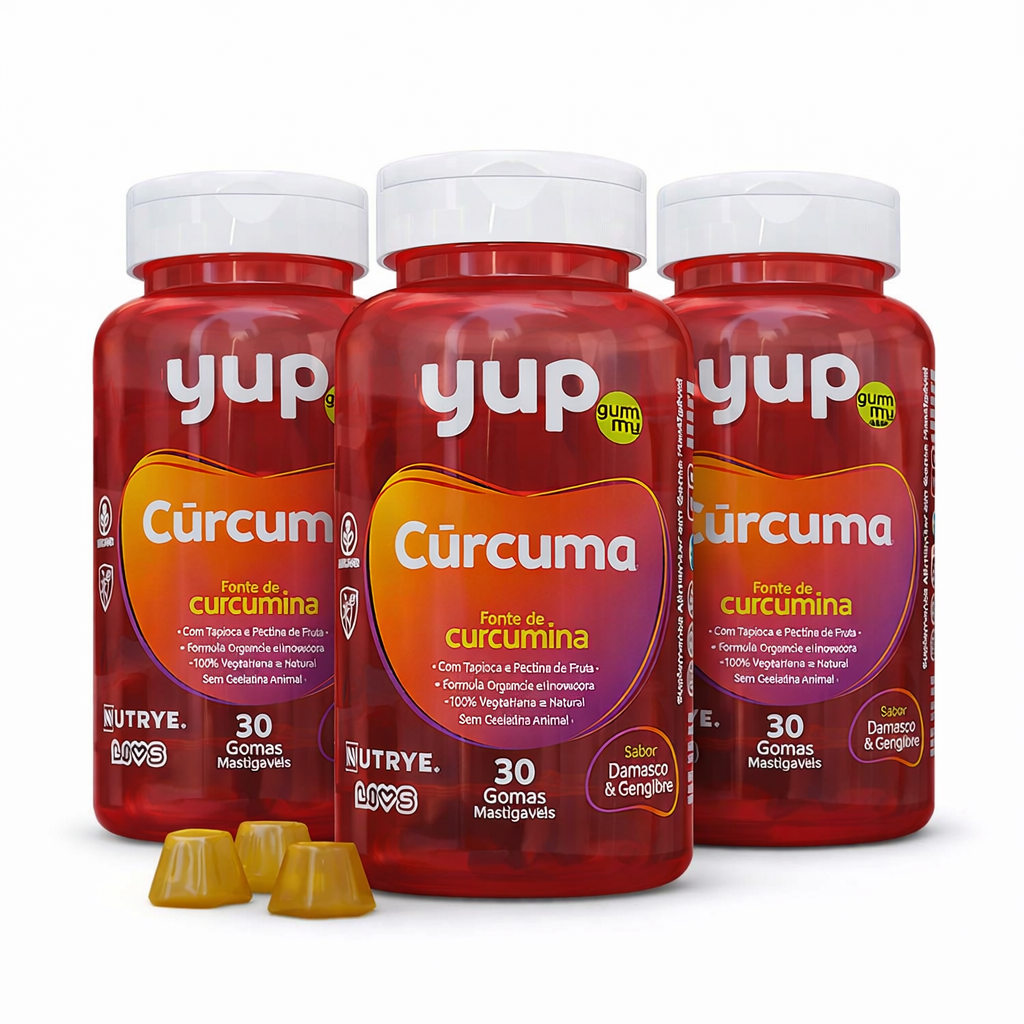 Gummy Cúrcuma (Fonte de Curcumina) – YUP | Sabor Damasco & Gengibre | 30 Unidades | Compre o tratamento para 2 ou 3 meses e tenha desconto progressivo.