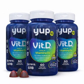 Gummy Vitamina D3 (2000UI por dose) – YUP | Sabor Laranja, Limão e Morango | 60 Unidades | Compre o tratamento para 2 ou 3 meses e tenha desconto progressivo.