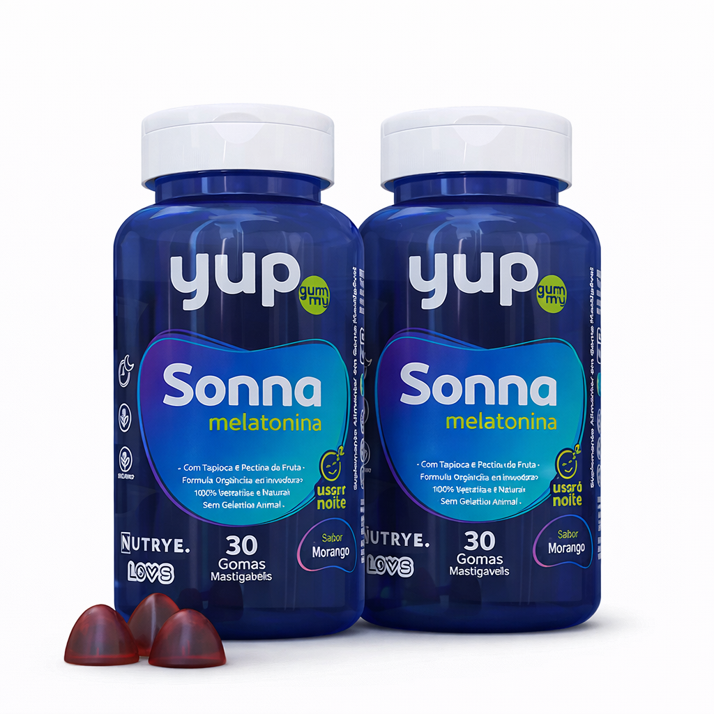 Gummy Sonna Melatonina – YUP | Usar à Noite | Sabor Morango | 30 Unidades | Compre o tratamento para 2 ou 3 meses e tenha desconto progressivo.
