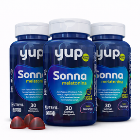 Gummy Sonna Melatonina – YUP | Usar à Noite | Sabor Morango | 30 Unidades | Compre o tratamento para 2 ou 3 meses e tenha desconto progressivo.