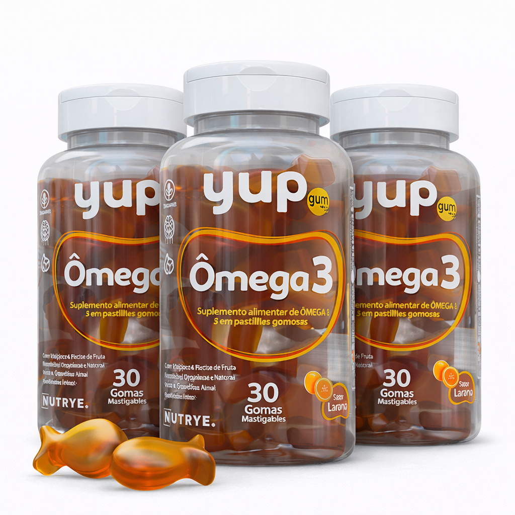 Gummy Ômega 3 Vegetal (ALA) – YUP (Nutrye) | Óleo de Linhaça | Sabor Laranja | Compre o tratamento para 2 ou 3 meses e tenha desconto progressivo.