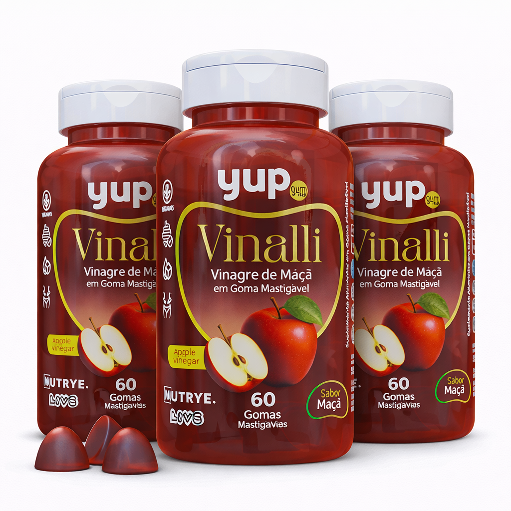 Gummy Vinalli – Vinagre de Maçã (Apple Cider Vinegar) – 60 Gummys | Com Extrato de Casca de Uva | Compre o tratamento para 2 ou 3 meses e tenha desconto progressivo.