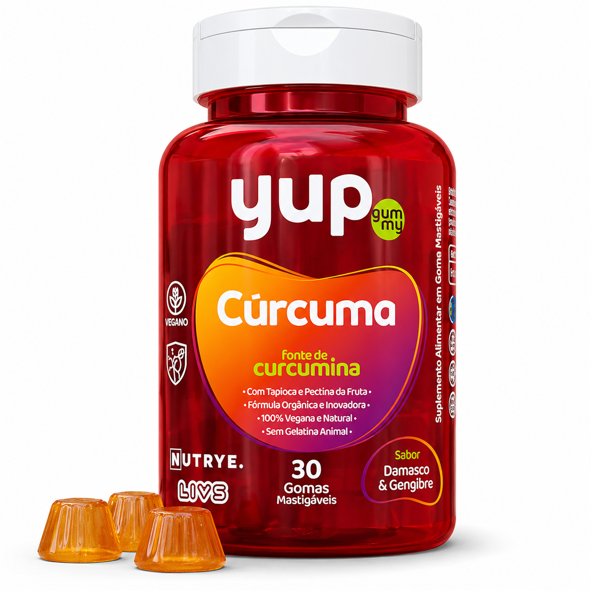 Gummy Cúrcuma (Fonte de Curcumina) | Sabor Damasco & Gengibre | 30 Unidades | Compre o tratamento para 2 ou 3 meses e tenha desconto progressivo.