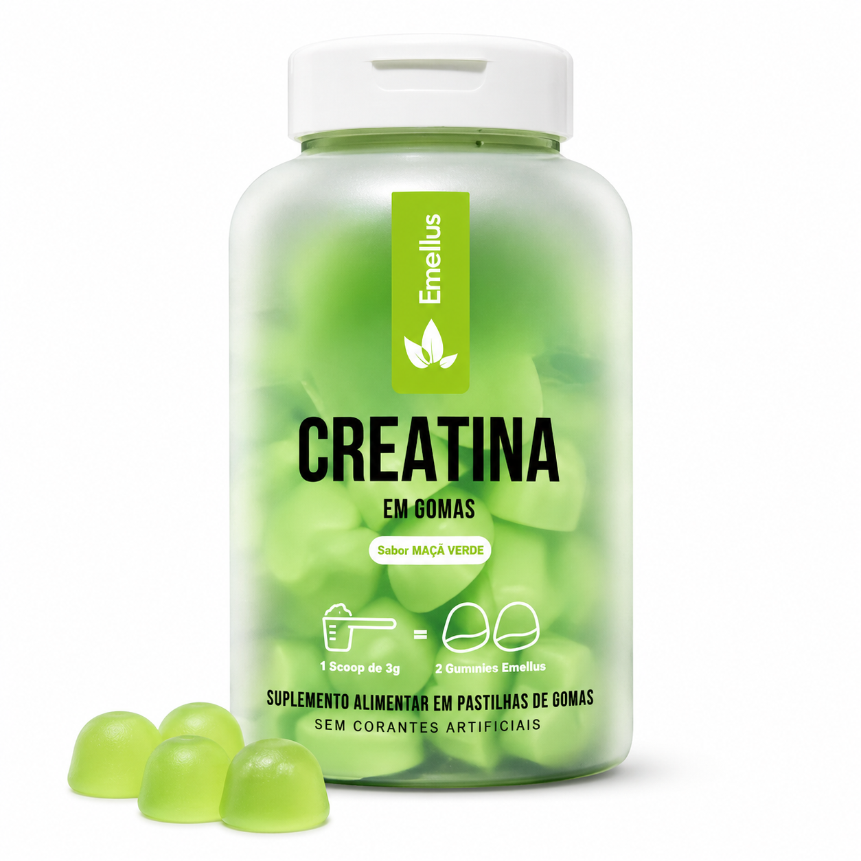 Creatina em Gomas – Força, Energia e Praticidade com Sabor Incrível de Maça Verde