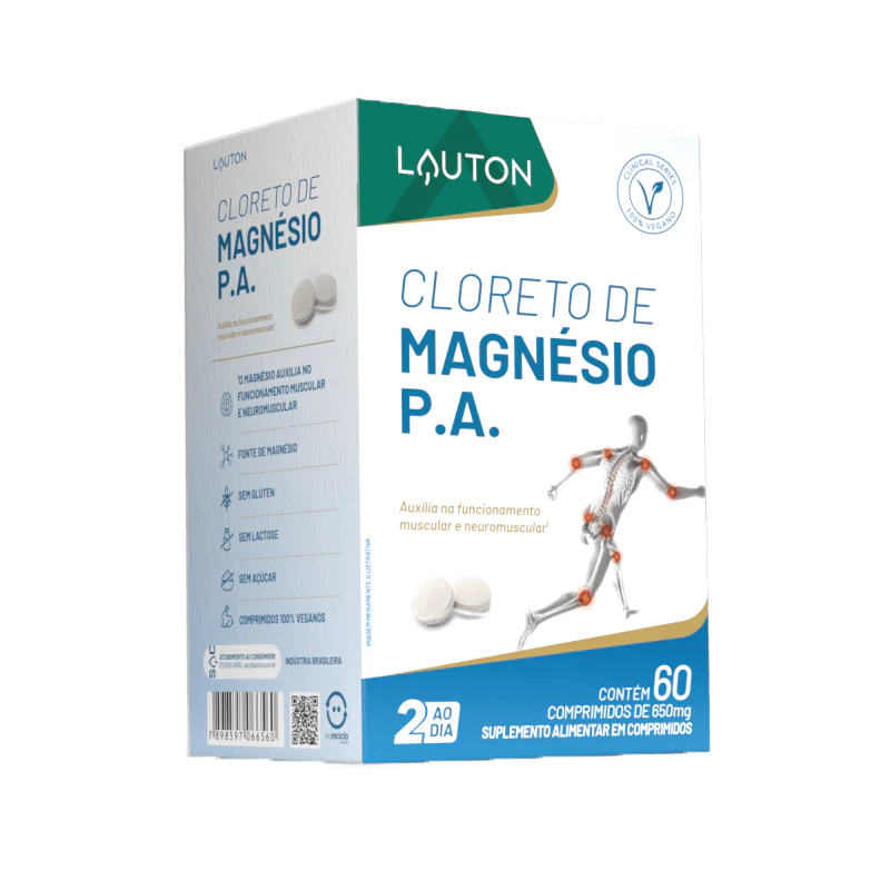 Cloreto de Magnésio 600mg – Saúde Muscular, Óssea e Energia Celular | 60 Cápsulas Veganas | Lauton Nutrition