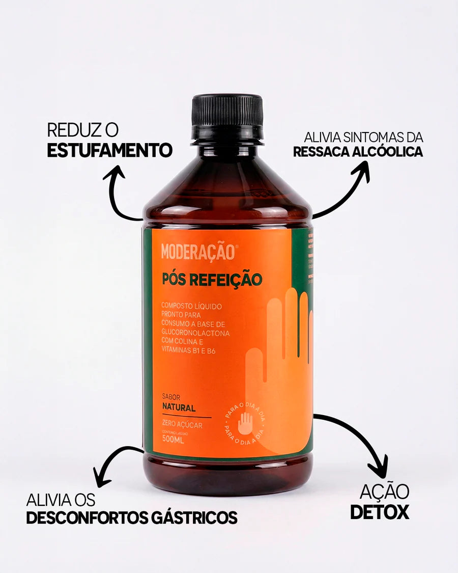 Pós-Refeição – Shot Digestivo de Ação Rápida | Alívio do Estufamento, Digestão Leve e Bem-Estar em 30 Minutos | 500 ml