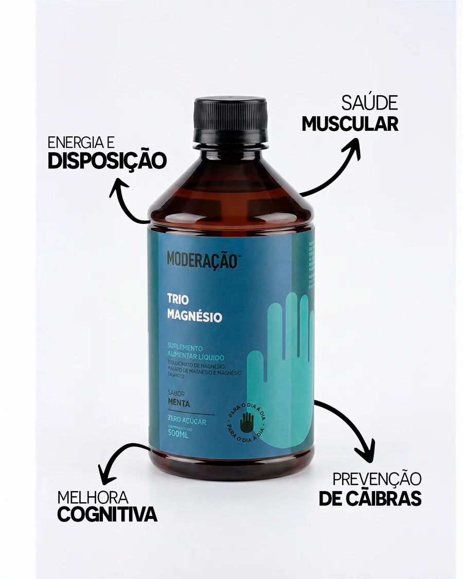 Trio Magnésio – Energia, Equilíbrio Emocional e Saúde Muscular em Alta Absorção Três formas biodisponíveis de magnésio em uma fórmula líquida, prática e eficaz para o dia a dia | 500 ml