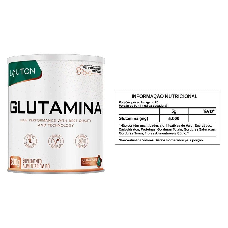 Glutamina Ultrapure 5g Lauton – Recuperação Muscular, Saúde Intestinal e Imunidade | Performance Series