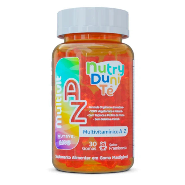 Gummy Kids Multivitamínico A–Z – NutryDuniTé | Sabor Framboesa | 30 Unidades | Compre o tratamento para 2 ou 3 meses e tenha desconto progressivo.
