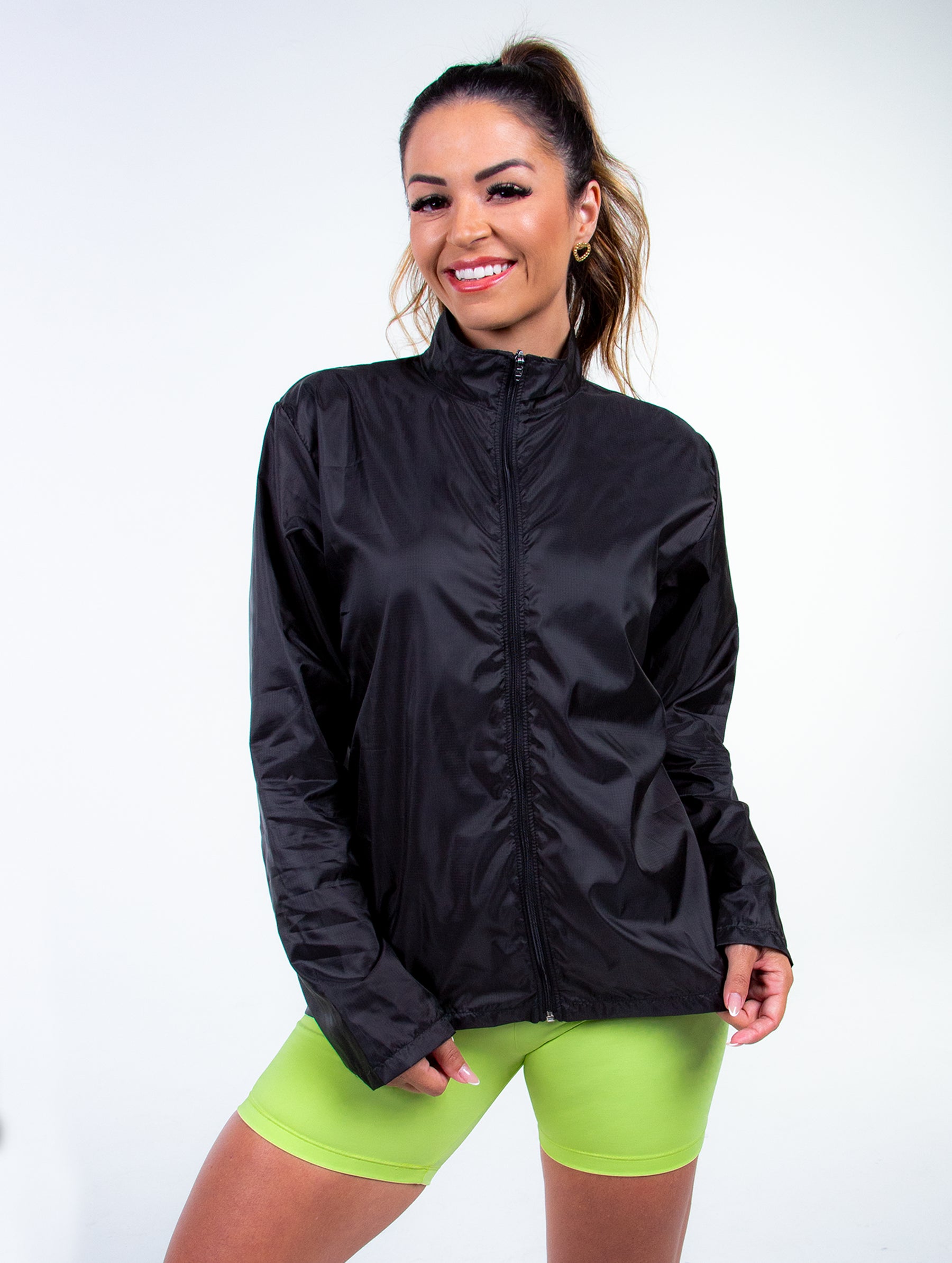 Jaqueta Corta Vento Feminina Flex – Leve, Compacta, com Zíper e Proteção UV 50+