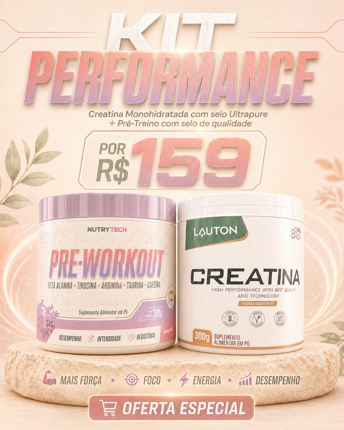 KIT PERFORMANCE Oferta Especial por R$159,90 | Creatina Monohidratada E Pré-Treino