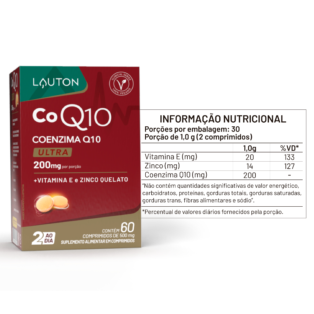 Coenzima Q10 200mg c/Vit E + Zinco Quelato (Clinical Series) - Lauton