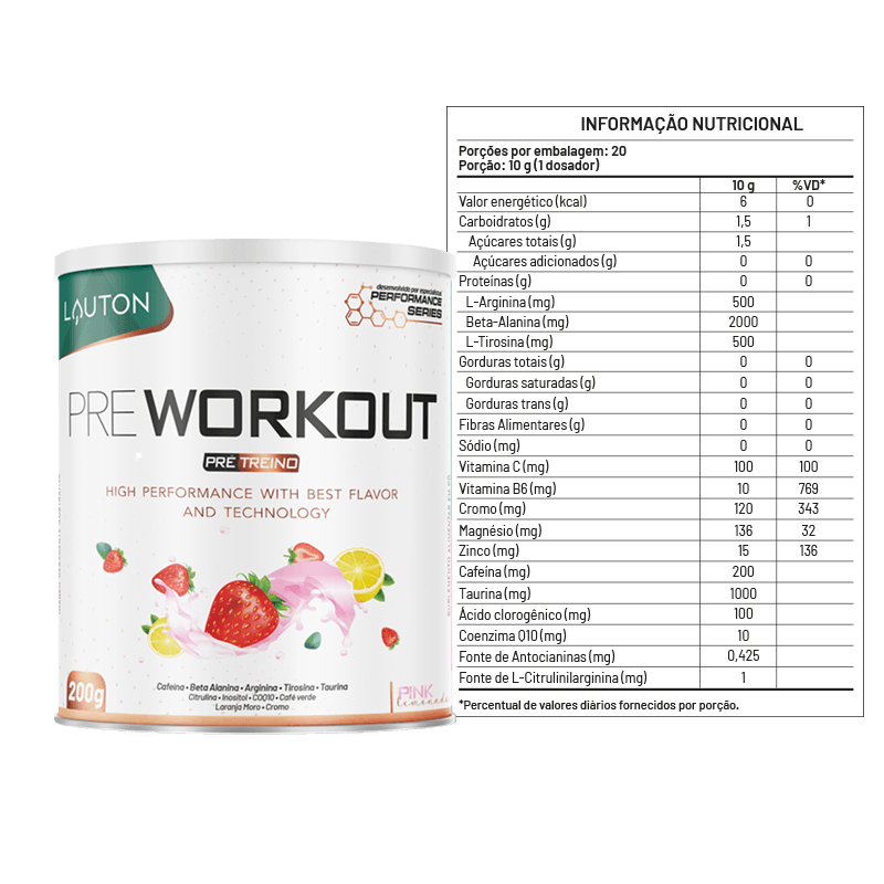 Pré Workout - Pré Treino Sabor Pink Lemonade | Lauton