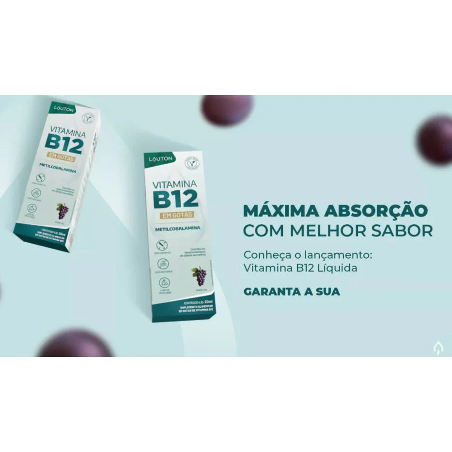 Vitamina B12 em Gotas (Metilcobalamina) Lauton (Clinical Series) 20ml – Energia, Imunidade e Suporte ao Foco com Absorção Rápida | 9,94 mcg