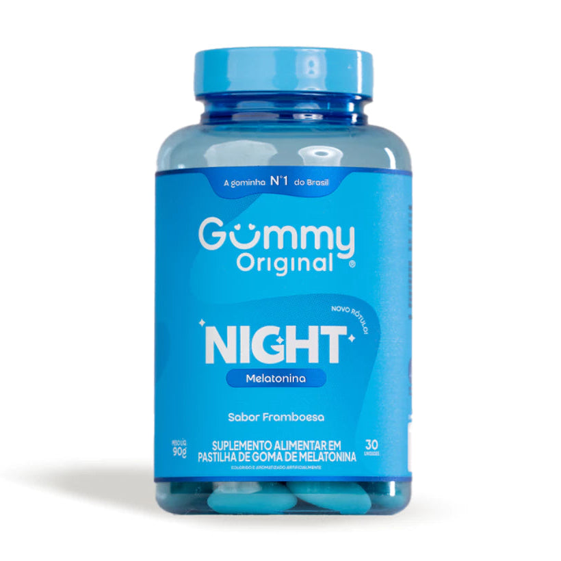 Gummy Night com Melatonina – Deliciosas Gomas Veganas para Dormir Melhor | Sabor Framboesa | 30 Unidades | Sem Glúten