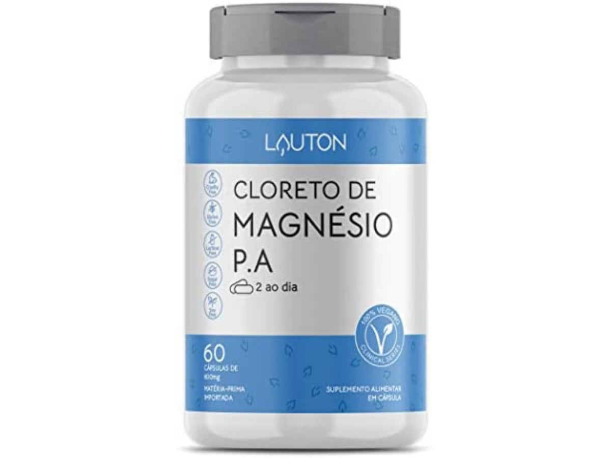 Cloreto de Magnésio 600mg – Saúde Muscular, Óssea e Energia Celular | 60 Cápsulas Veganas | Lauton Nutrition