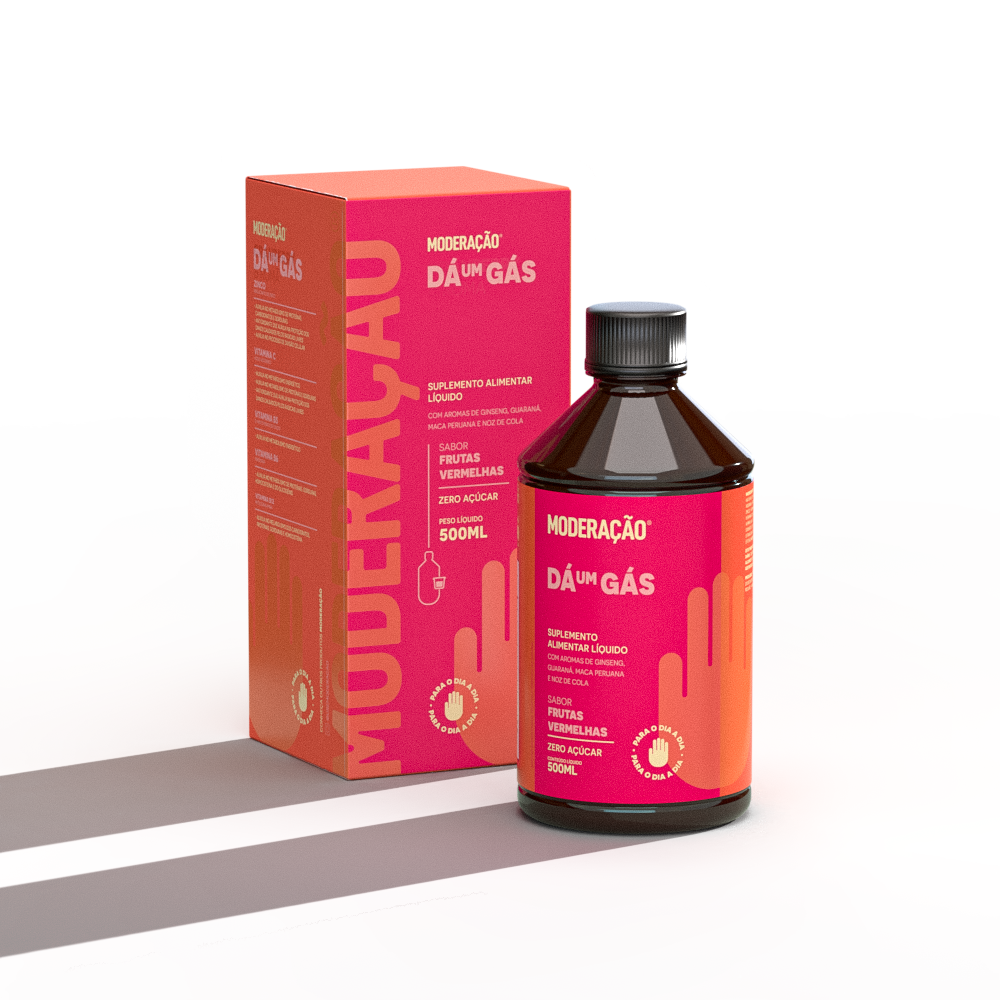 Dá um Gás – Shot Energético Líquido Sabor Frutas Vermelhas | 500 ml | Moderação Energia limpa, foco e vitalidade sem efeito rebote