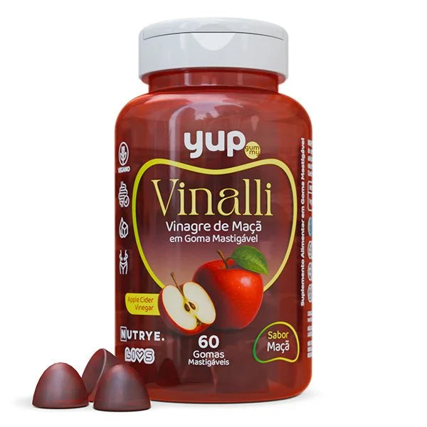 Gummy Vinalli – Vinagre de Maçã (Apple Cider Vinegar) – 60 Gummys | Com Extrato de Casca de Uva | Compre o tratamento para 2 ou 3 meses e tenha desconto progressivo.