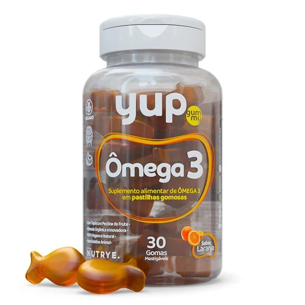 Gummy Ômega 3 Vegetal (ALA) – YUP (Nutrye) | Óleo de Linhaça | Sabor Laranja | Compre o tratamento para 2 ou 3 meses e tenha desconto progressivo.